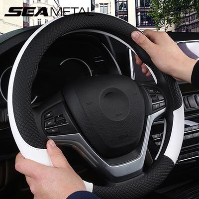 38CM Artificial Leather Car Steering Wheel Cover Breathable Fabric Car Steering-Wheel Covers Braid for Auto Interior