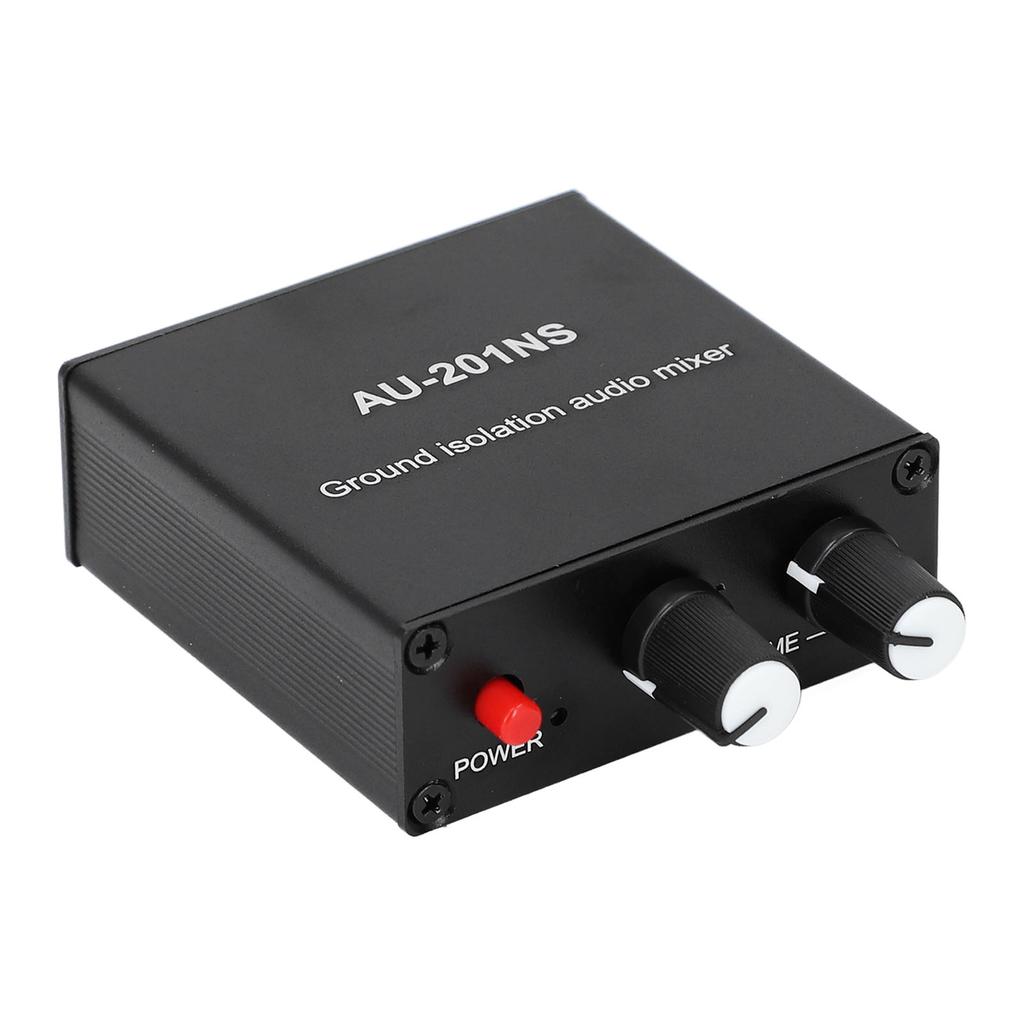 Mini Sound Mixer 2 in 1 Out 3,5mm Port Kompakter Sound Mixer mit Masseisolierung für Computer Telefon 5V