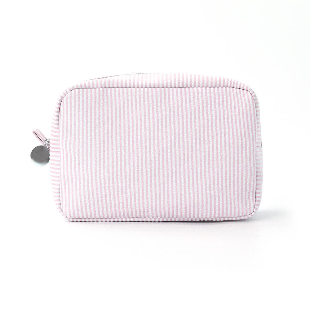 Contrast Color Striped Cosmetic Bag for Women Daily Casual Soft Zipper Makeup Storage Bag Portable Travel Outdoor Toiletry Bags