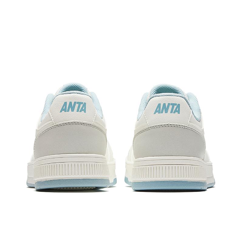 Anta Synthetic Leather Fabric Lifestyle Series Wear-Resistant Non-Slip Low-Top Skate Shoes Kids sneaker Ivory-White 122618011-2
