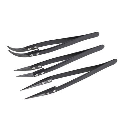 Stainless Steel Black Ceramic Tweezers For Electronic Welding Maintenance Tools