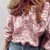 Elegant Women's Fashion Long Sleeve Solid Color Comfort Ruffle Blouse Shirt