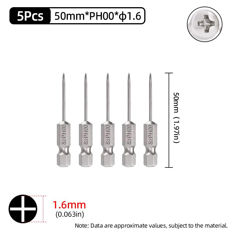 50mm Phillips Screwdriver Bit PH00/PH0/PH1/PH2 1/4” Hex Shank Magnetic S2 Steel Cross Head Screw Driver Bits Hand Power Tools