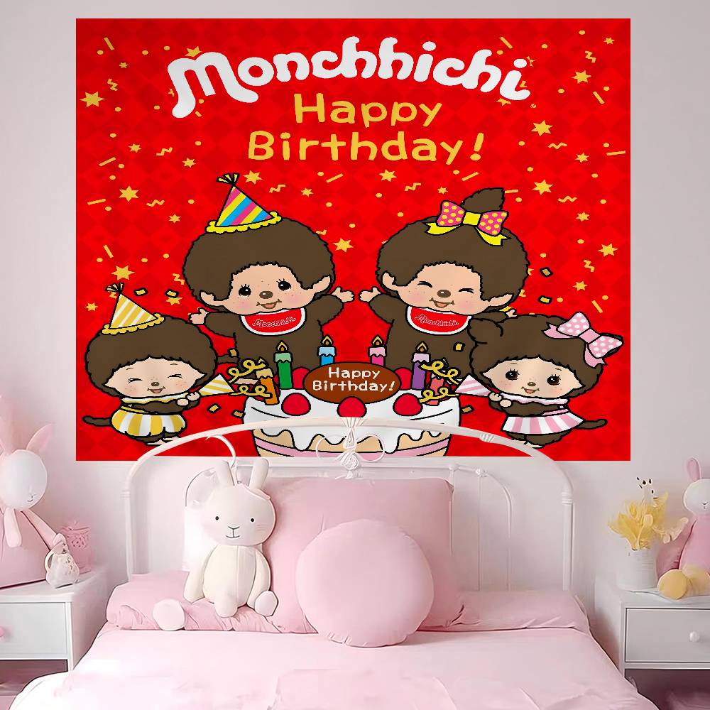 Cartoon MMMonchhichis Anime Hippie Wall Hanging Tapestries Bohemian Wall Tapestries Mandala INS Home Decor