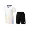 Li Ning Fashion Print Trendy Breathable Quick-Dry Cool Competition Suit Women Activewear Standard-White AATV044-2