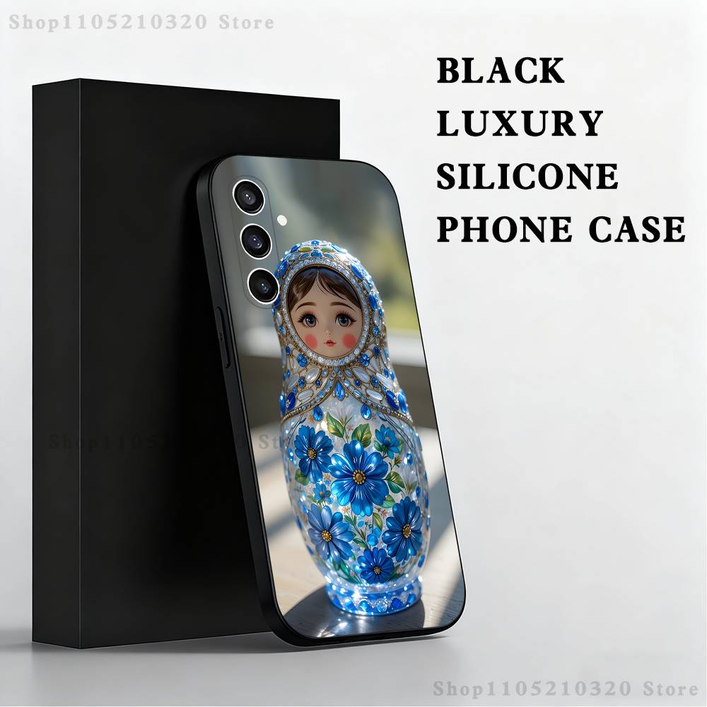 

Russian Doll Matryoshka Phone Case For Samsung S 25,24,23,22,30,21,10,9,Ultra,Plus,Lite,FE,4,5 G Black Soft Case SamsungA30S