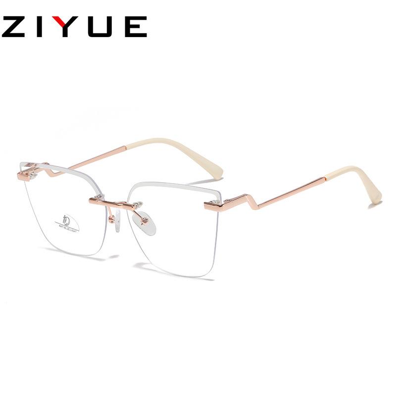 High-End Gold Rimless Glasses for Women: No Makeup Look, Creative Decoration, Internet Style