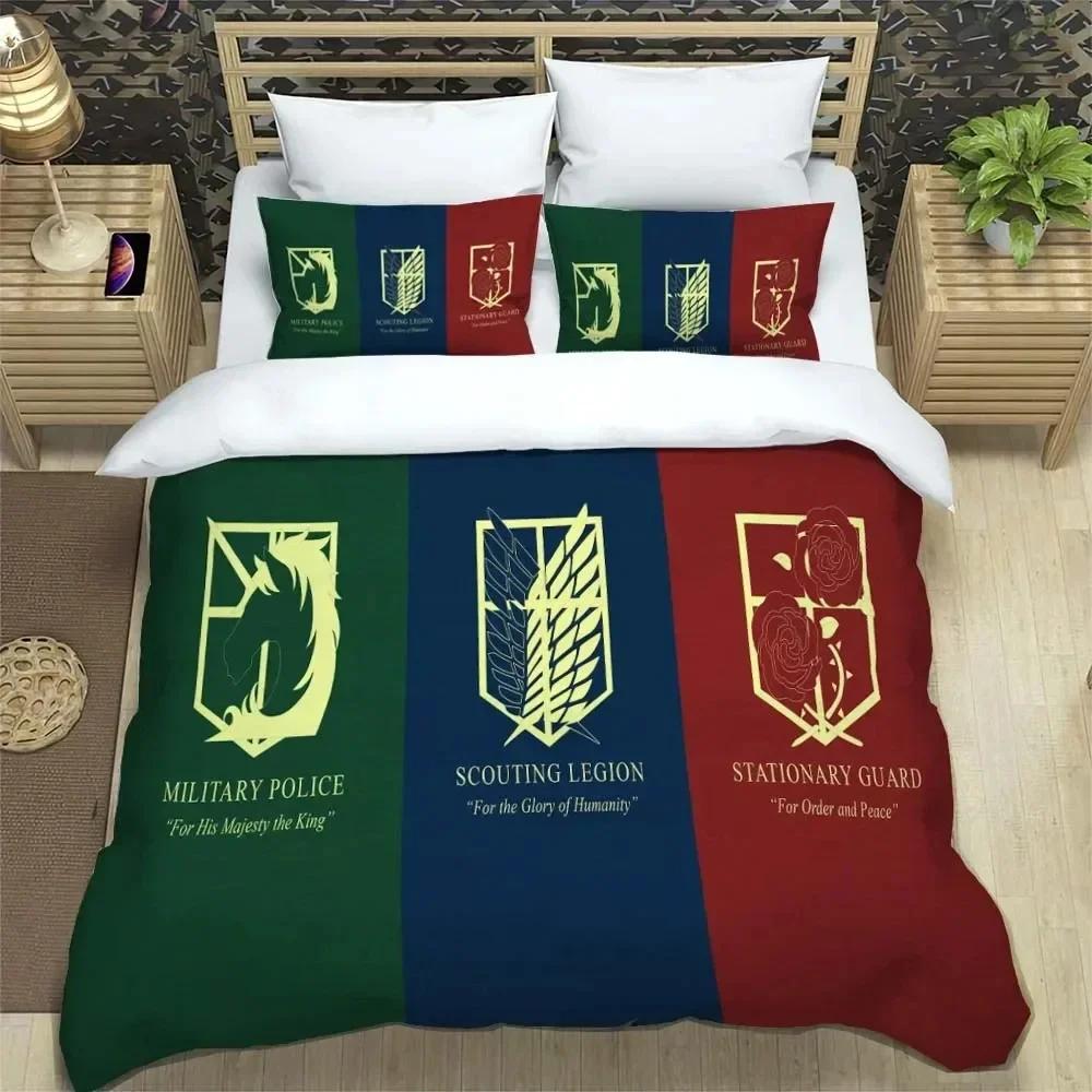 Attack On Titan Printed Polyester Bedding Bedding Set Quilt Cover Pillowcase Soft and Comfortable Customizable