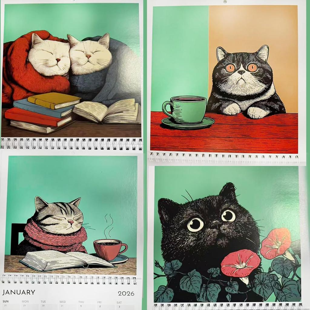 Monthly Wall Calendar Cute Cat Design Hangable 2026 Wall Calendars for Living Room Bedroom Home Wall Decor for Cat Lover