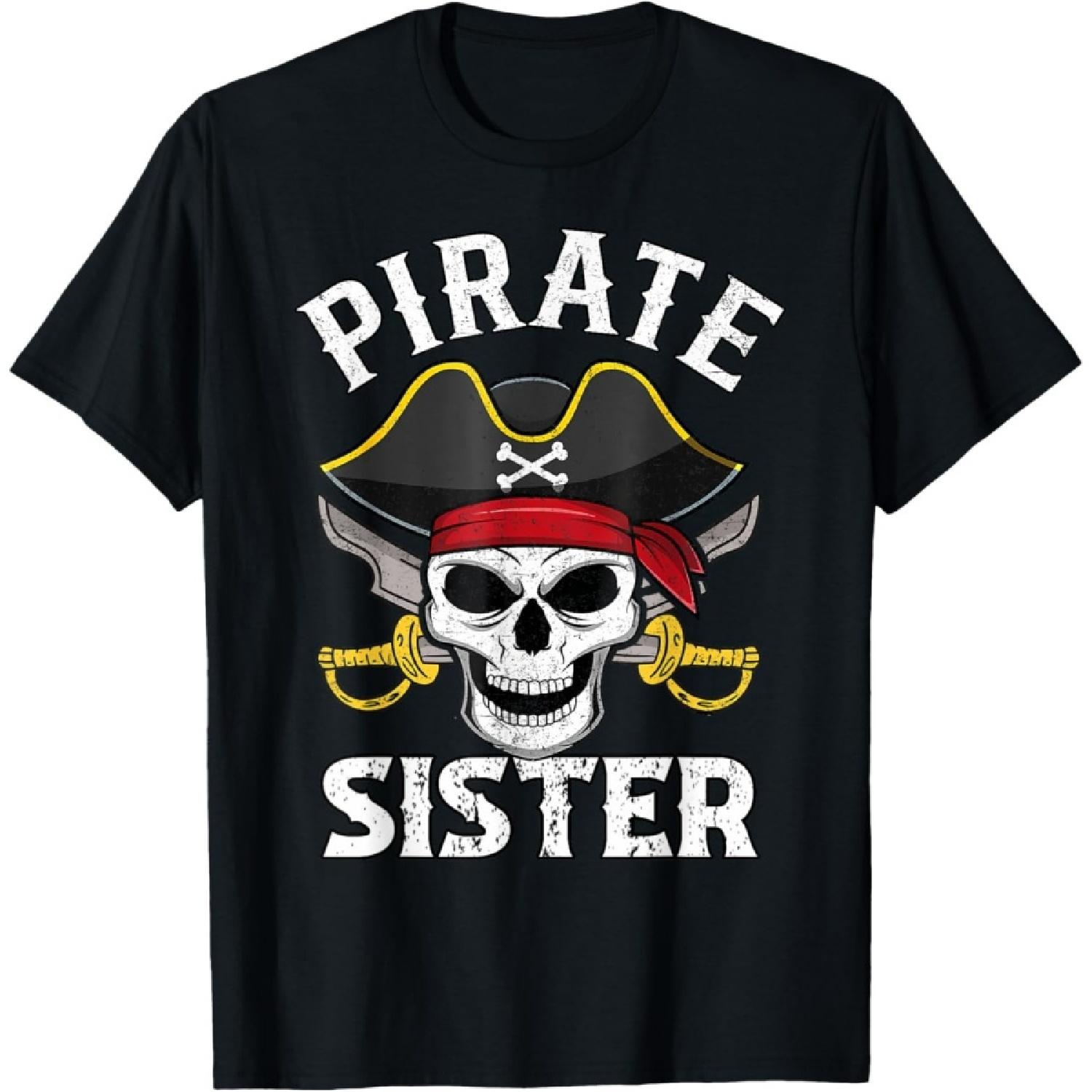 Ретро Пиратская Сестра День Рождения Семейный Экипаж Наряд Футболка S