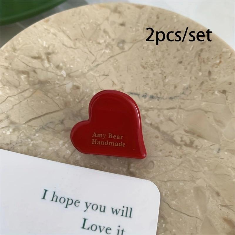 2pcs/set Cute Mini Acetate Heart Flower Geometric Hair Claw Plain Color Small Shark Clip Side Pins Women Hair Accessories