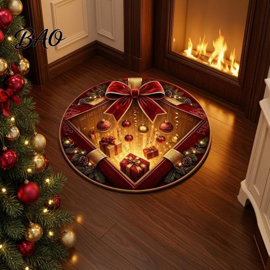 Decorative Floor Mat for Party Christmas 3D Illusion Rug, Black Hole Vortex Visual Effect Mat, Non-Slip Rug Holiday Door Machine Washable Entryway