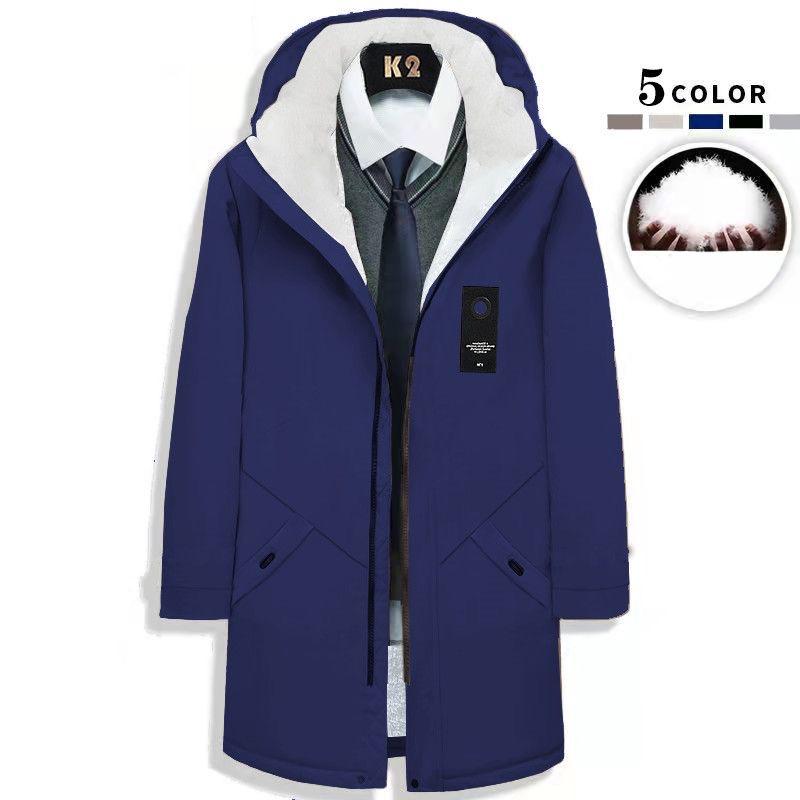 

Осенне-зимний модный тренд, длинный флисовый тренчкот, мужское повседневное свободное удобное толстое теплое пальто большого размера XXXL темно-синий