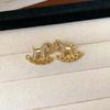 K Real Gold Electroplated Silver Needle Zircon Pony Earrings Natal Year Fashion Temperament Earrings Light Luxury High-end Earrings