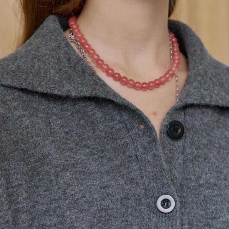 Maxza Stripe Shirt Layered High Neck Knit