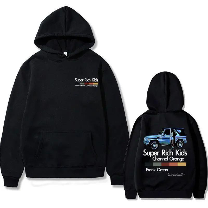 European Size Oversized Hoodie with Gold Rap Pattern
