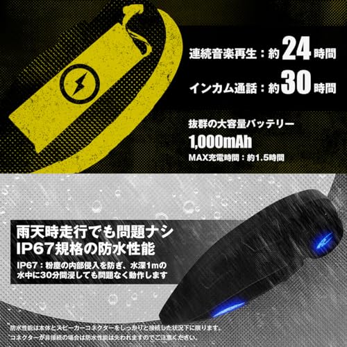 KOMINE Motorcycle Intercom Bluetooth 4 People Simultaneous Calls Communication Distance 1000m 30 Hours Continuous Calling Waterproof IP67 KK-902