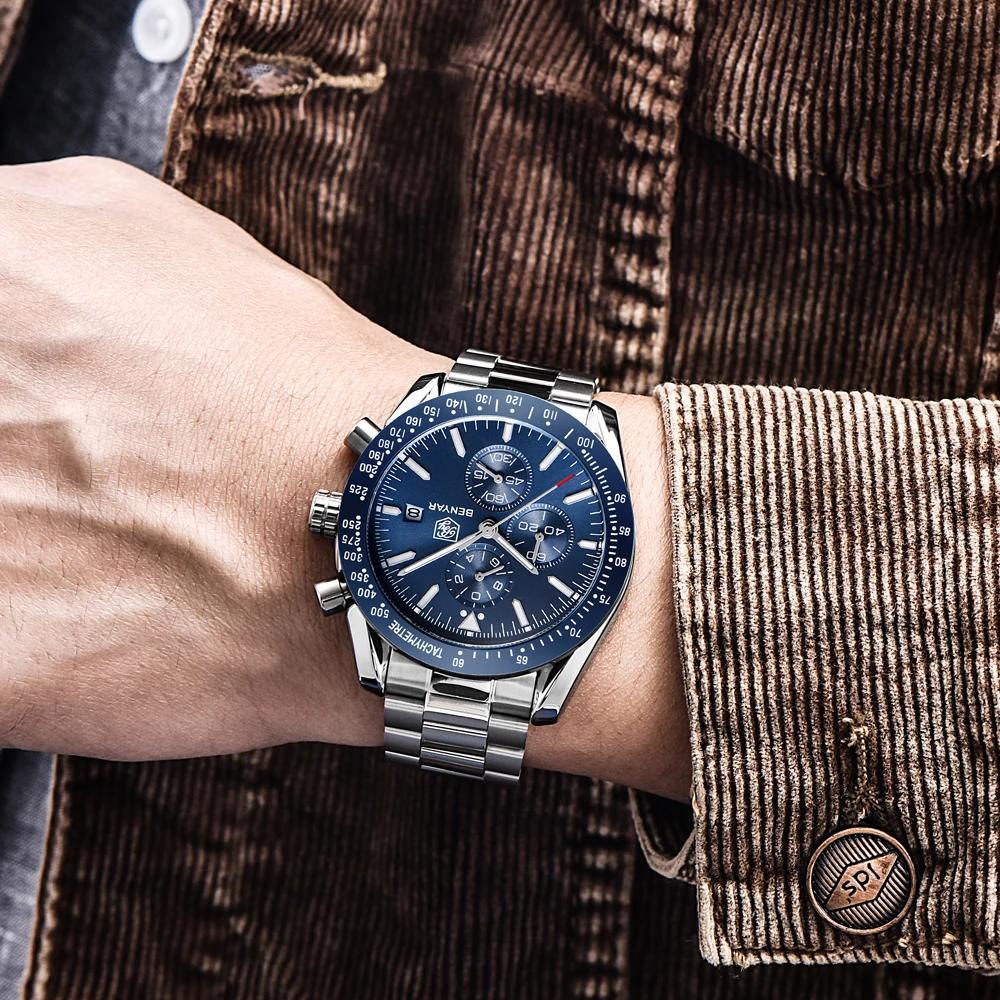 BENYAR5140 Top Brand Luxury Full Steel Business Quartz Watch Men Casual Waterproof Sports Watches Clock Relogio Masculino