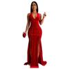 Women's Halter Backless Sexy Slit Long Dress - European and American Fashion