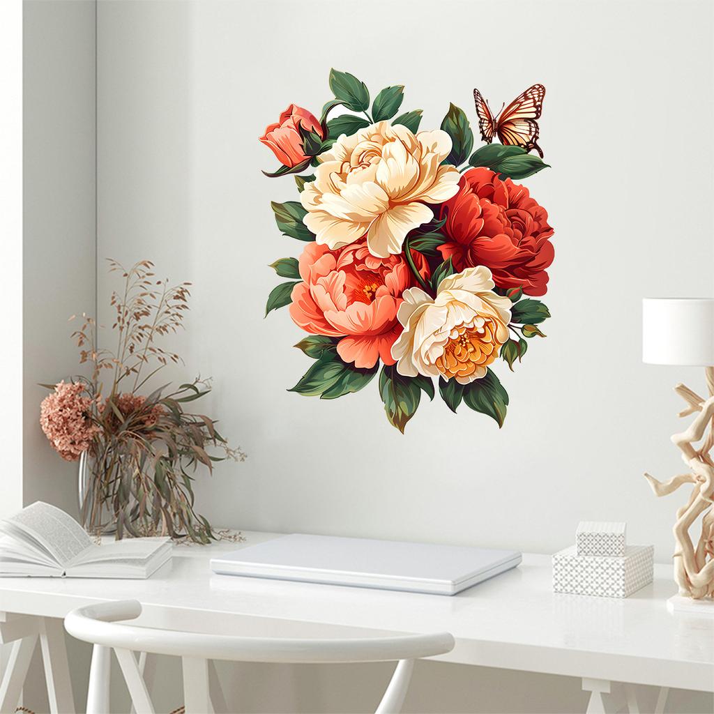Creative Flower Butterfly Wall Stickers Self Adhesive Home Decor for Living Room Bedroom Entrance