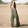 Plus Size Women's Clothing Set, Solid Color Chinese Style Retro Pants, Cotton Linen Casual Long Sleeve Loose Cotton Set