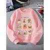 Crewneck Sweatshirt for Girls Featuring an Adorable Capybara Food Design, Suitable for Machine Washing