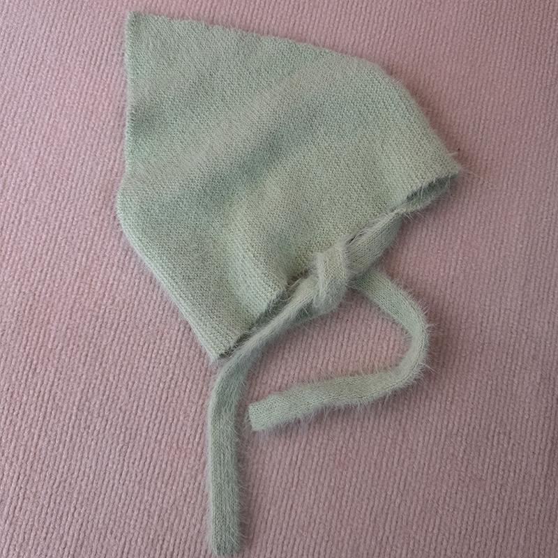 Französisches Kopftuch Damen Frühling Winter Warm Plüsch Gestricktes Dreieckstuch Süß und Niedlich Schnürung Bedeckung Kopfbügel