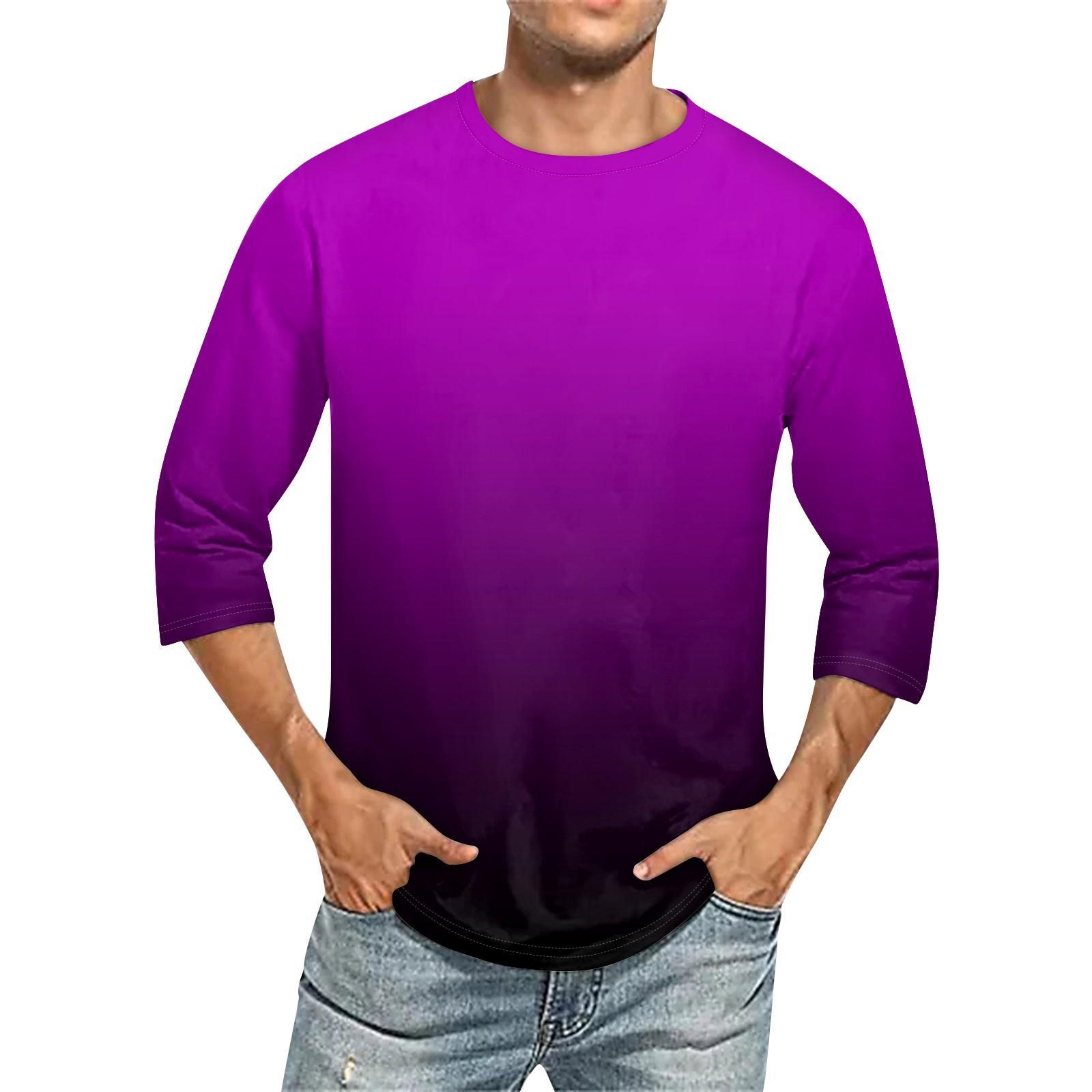 

Мужская однотонная футболка с круглым вырезом и рукавами три четверти XXXL