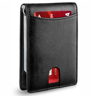 Carteira Porta-Cartões de Couro PU Resistente ao Desgaste Múltiplos Compartimentos para Cartões Carteira Ultrafina Carteira Masculina Preta