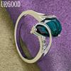 925 Sterling Silver Green AAA Zircon Ring Party Gift Fashion Jewelry