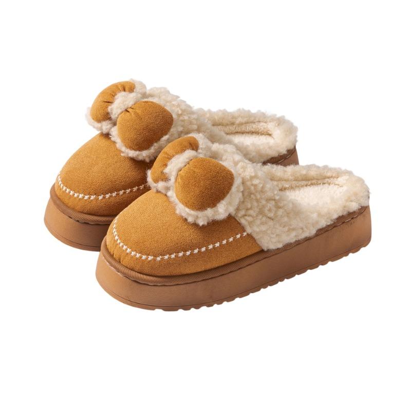 Warm non-slip thick-soled plush home slippers plush cotton shoes women wear winter cotton slippers home insurance