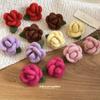 Flocking flower stud earrings autumn and winter sweet temperament versatile earrings light luxury niche elegant earrings women