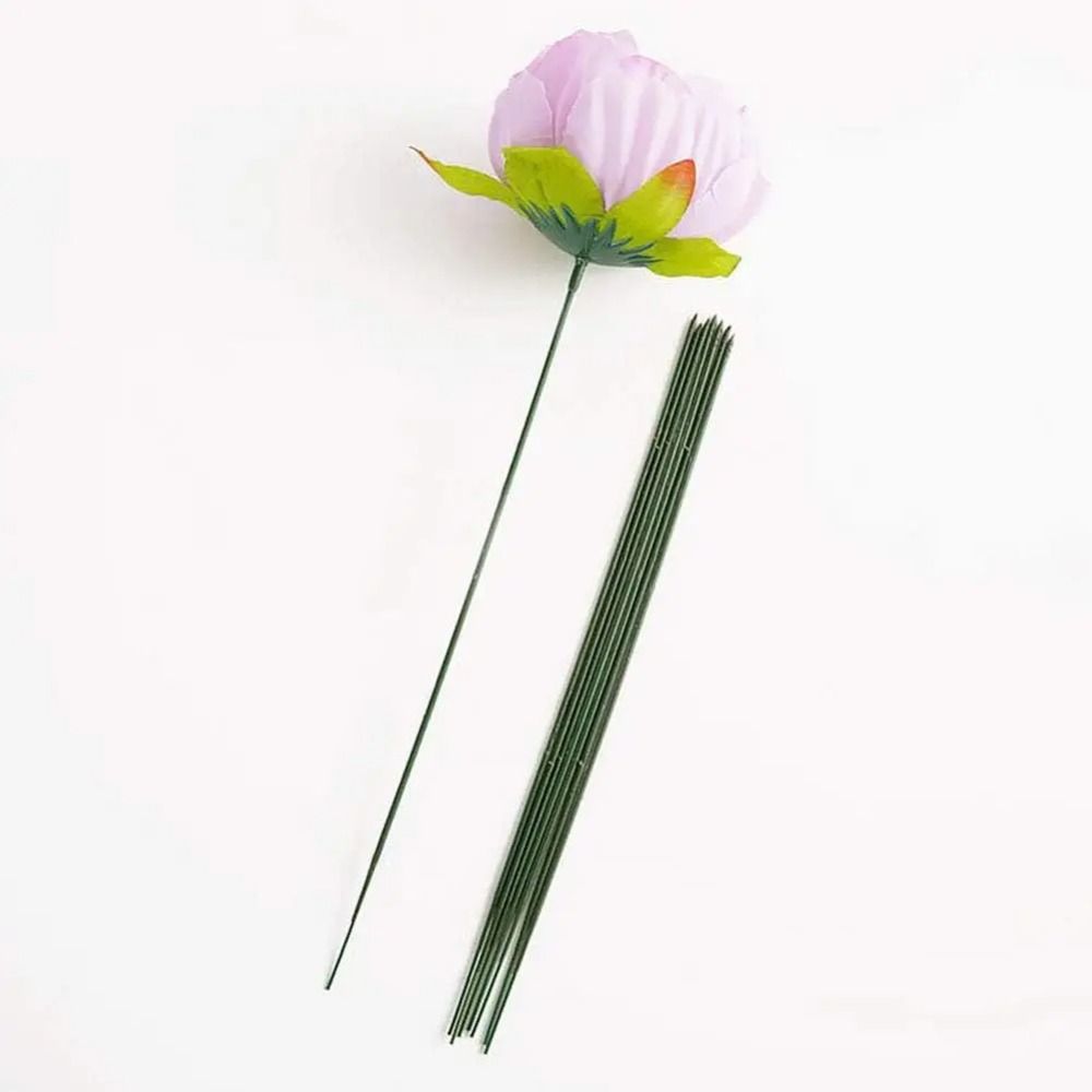 100Pcs Green Flower Stem Iron Wire Crafts Artificial Flower Stem  Wedding Celebration