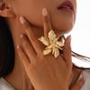 Personality Design Double Layered Big Flower Ring for Women Trend Punk Party Adjustable Finger Rings Fashion Jewelry Gift