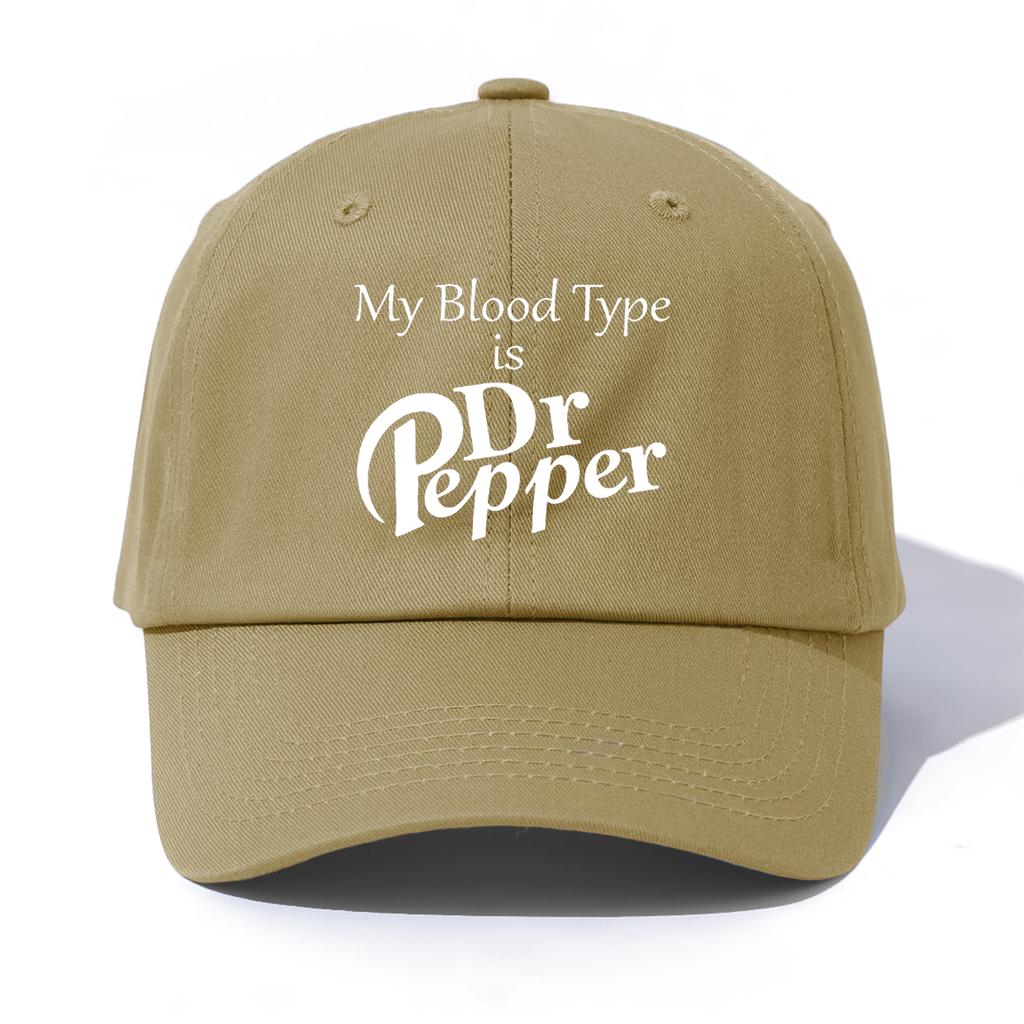 1pc MY BLOOD TYPE S DrPepper Print Baseball Cap for AdultsMinimalist Retro Style Casual Soft Adjustable Dad HatPerfect As Gift