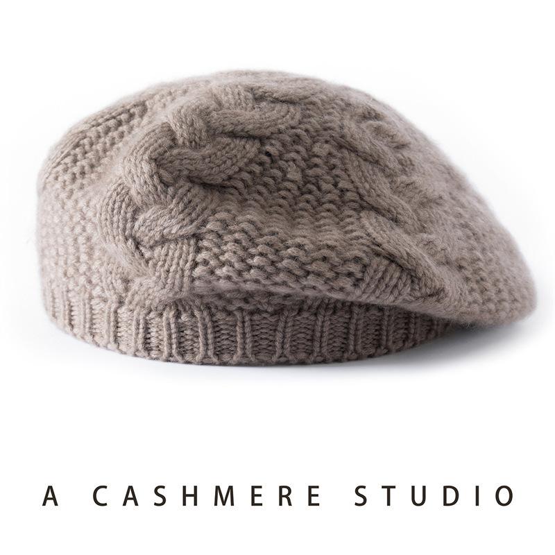 Autumn and winter new cashmere blended twist beret dome men's and women's cashmere beret