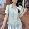 Navava Women Lovely Frill Collar Short Sleeve Blouse Nb2743