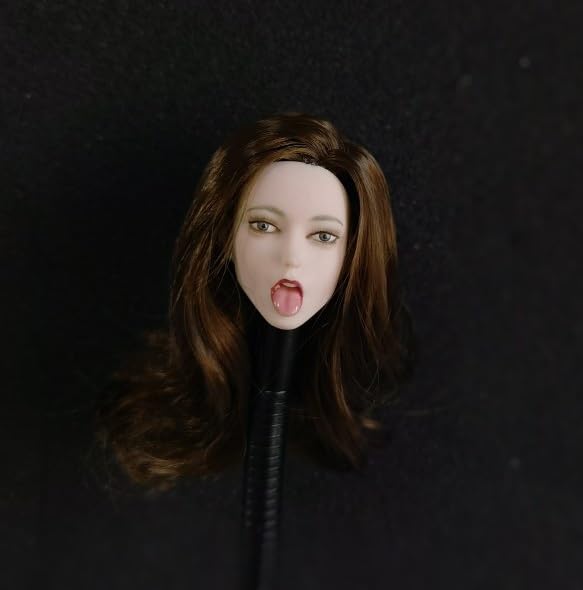 Toys & Hobbies [TOYBARJAPAN] 16 Scale Action Figure Head for TBLeague and Other Bodies. Beautiful Girl Head with Tongue Sticking Out, Pearl White