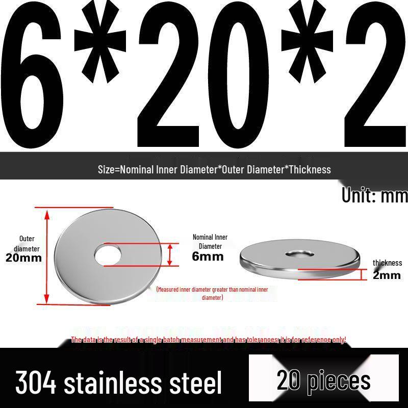 Thickened 304 Stainless Steel Flat Washer Spacer (M2-M36)