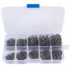 500PCS Premium Fishhooks High Carbon Steel Fishing Hooks with 10 Sizes Circle Hooks with Portable Plastic Box Strong Sharp Fish Hook with Barbs for F