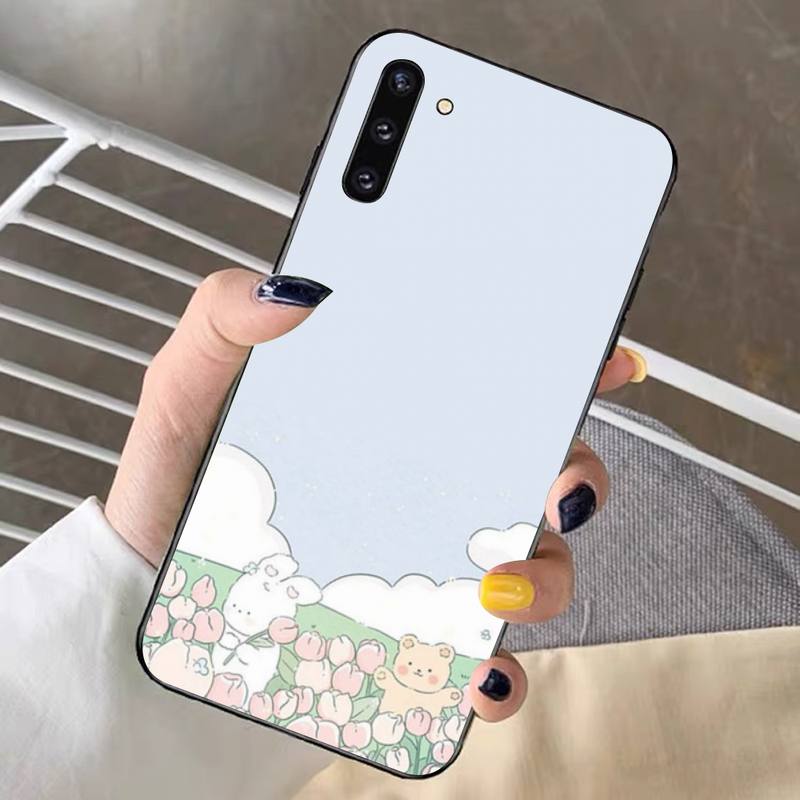 Cute Funny Rabbit Flower Phone Case for Samsung Note 5 7 8 9 10 20 Pro Plus Lite Ultra A21 12 72