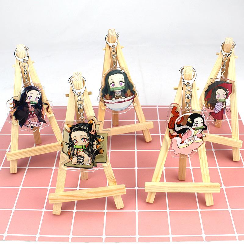 Demon Slayer Acrylic Keychain Tanjiro Nezuko Anime Double Sided Key Ring Accessories for Cosplay Set Gift Fans
