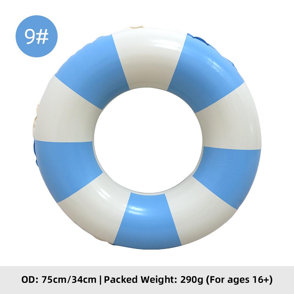 Summer Multicolor Striped Inflatable Swim Ring Thick PVC Leakproof Portable Foldable Pool Float Swimming Circle for Adults Kids
