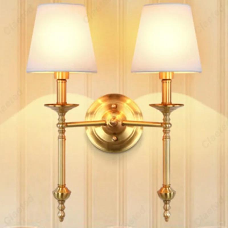 Simple LED Fabric Lampshade E14 Retro Wall Lamp Bedroom Bedside Lamp Home Living Room Corridor Balcony Hotel Decoration Lighting