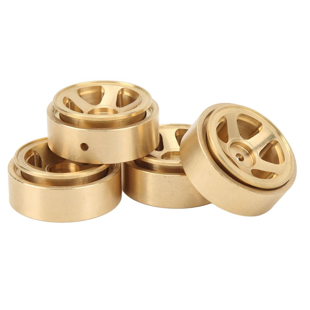 4Pcs RC Beadlock Wheel Rim Hubs Adhesive Free Brass RC Car Upgrade Parts for FMS FCX24 1 18 1 24 Climbing Car Gold