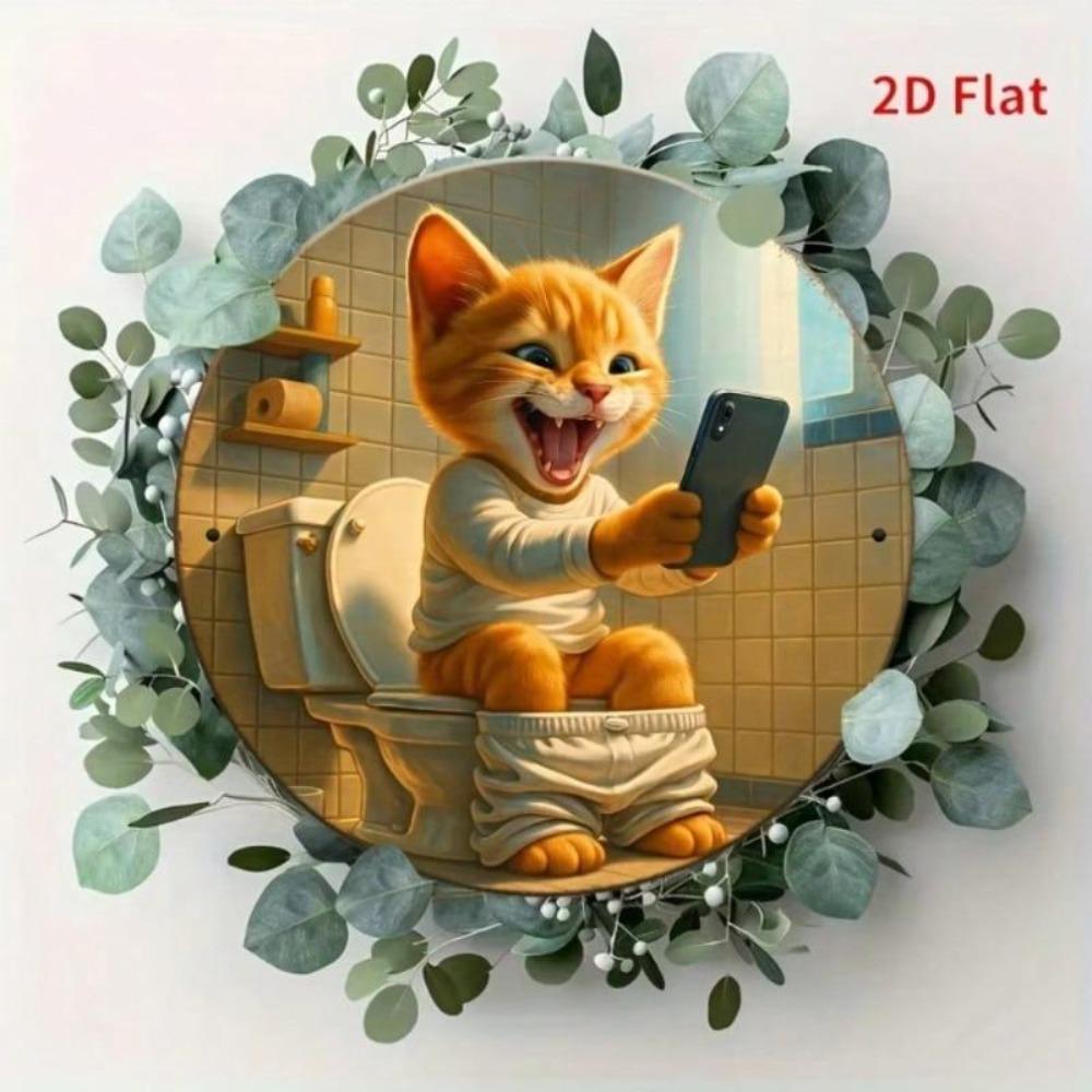 Funny Cat Toilet Bathroom Metal Sign Humor Wall Art Home Decor