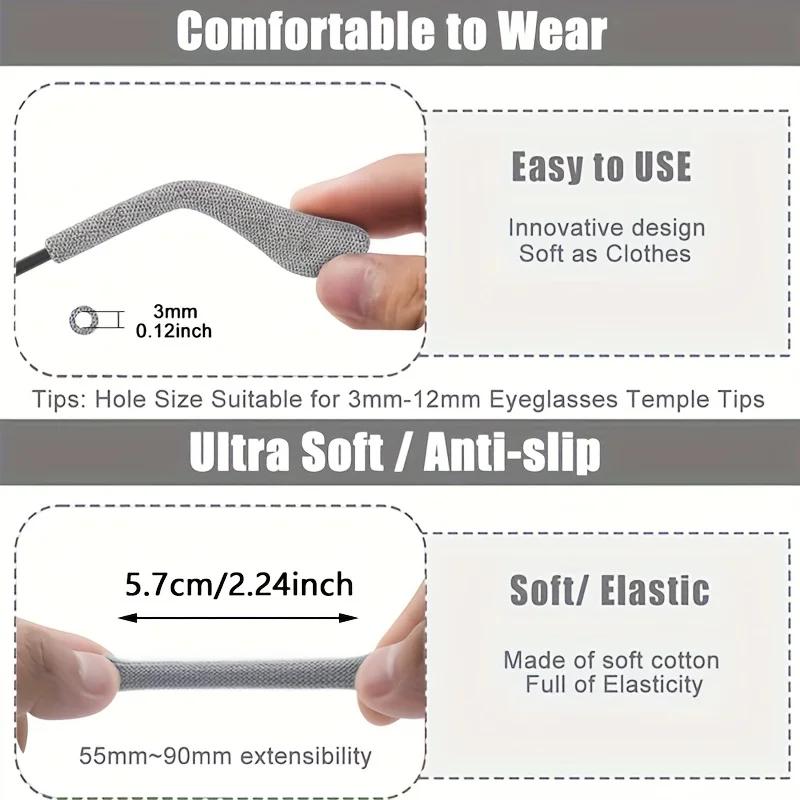 2 Pairs Upgraded Winter Soft Eyeglass Ear Pad,anti-slip Knitted Eyeglass Clip,eyeglass Ear Pads and Anti-slip Rear Eyeglass Clip