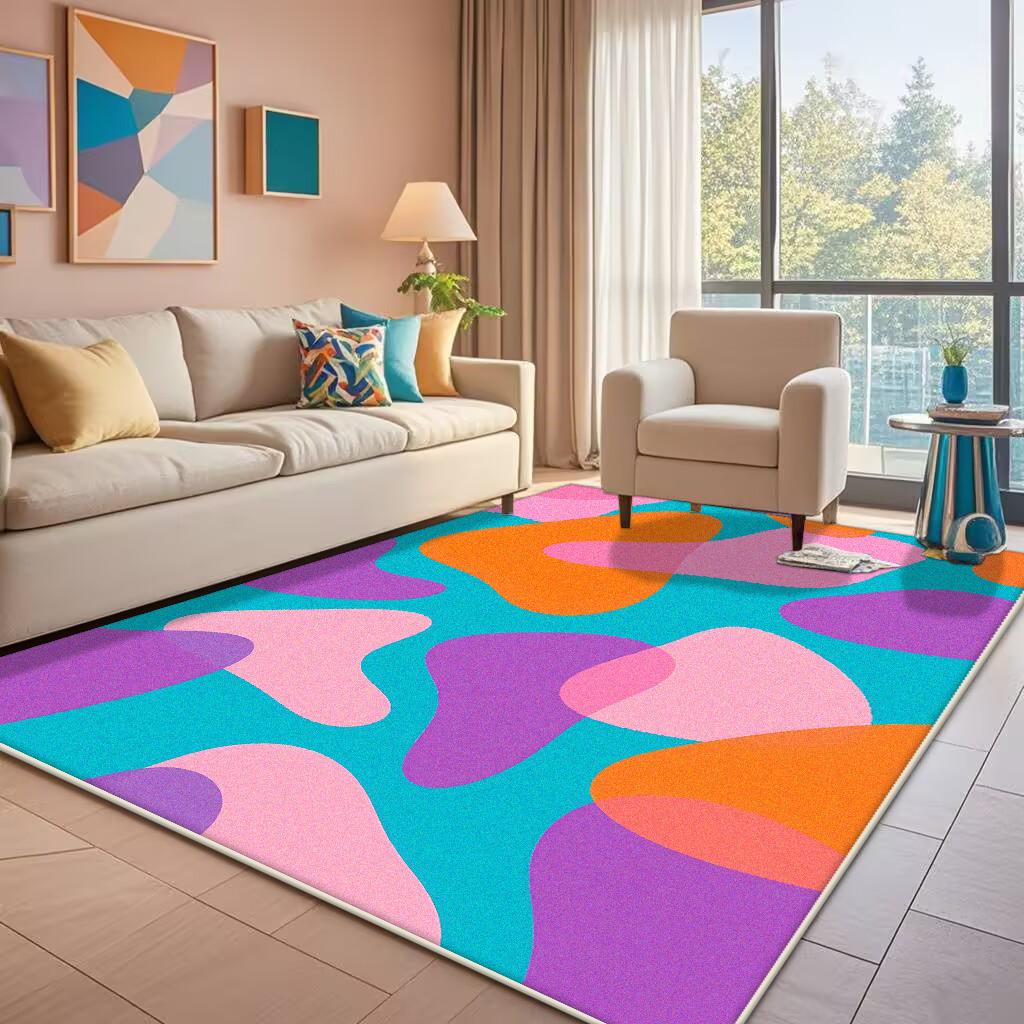 Abstract Color Living Room Carpet Modern Luxury Home Bedroom Bedside Mat Easy To Care Cloakroom Coffee Table Rug Tapis