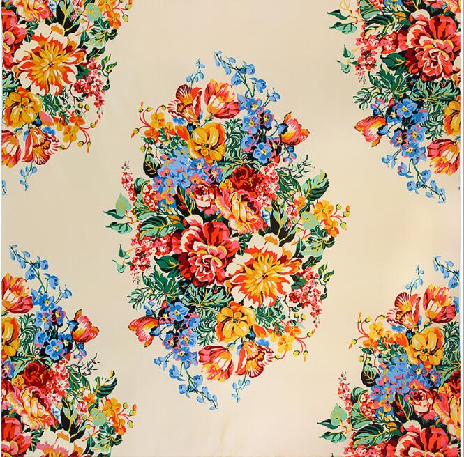 New Brand Shawl 100% Twill Silk Scarf Floral 130cm Square Scarves Print Kerchief Bandana Woman Headband Hijab Scarves Wraps