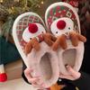 Fashion Cute Cartoon Deer Slippers For Women Warm Fluffy Shoes Soft Plush Anti-slip Female Indoor Home Cotton Slipper Christmas Footwear